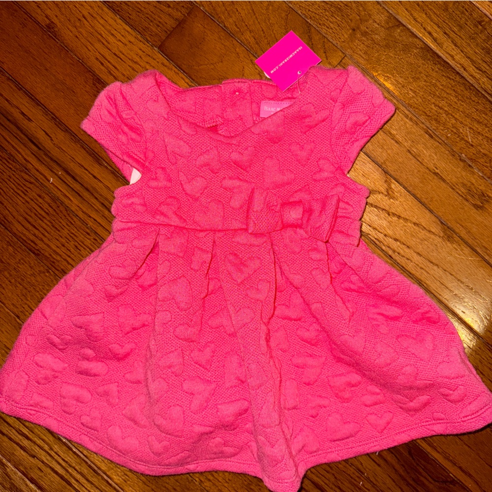 Isaac Mizrahi Vibrant Pink Knit Hearts Baby Sweater Dress, Size 18 Months